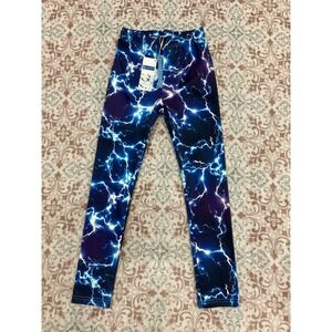 Feifeiyu Kids Lightning Bolt Print Leggings Blue Purple Size 7-8T NWT